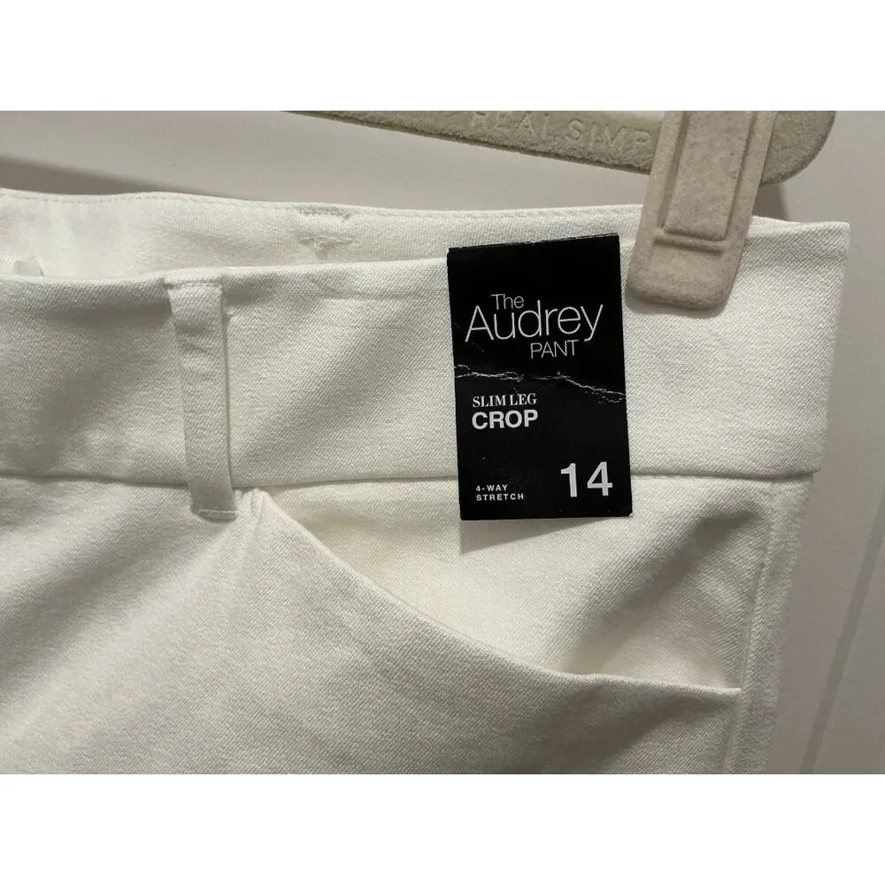 New York & Company Audrey Slim Leg Crop Women's 4 Way Stretch Size 14 White NWT - Picture 3 of 12
